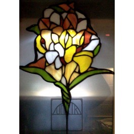 Glass Stained Panel with a Bouquet